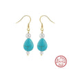 Wholesale Jewelry S925 Sterling Silver Geometric Turquoise Pendant Earrings Electroplated For Women