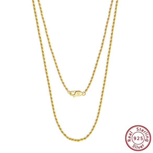 Wholesale Jewelry S925 Sterling Silver Geometric Twist Rope Chain Necklace Electroplated