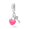 Wholesale Jewelry S925 Sterling Silver Heart Lock Key Pendant Beads Dripping Oil Design Bracelet Accessories