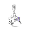 Wholesale Jewelry S925 Sterling Silver Heart Lock Key Pendant Beads Dripping Oil Design Bracelet Accessories