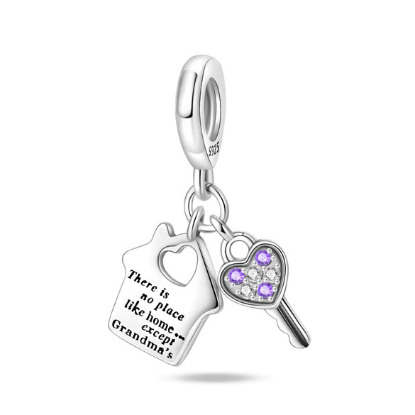 Wholesale Jewelry S925 Sterling Silver Heart Lock Key Pendant Beads Dripping Oil Design Bracelet Accessories