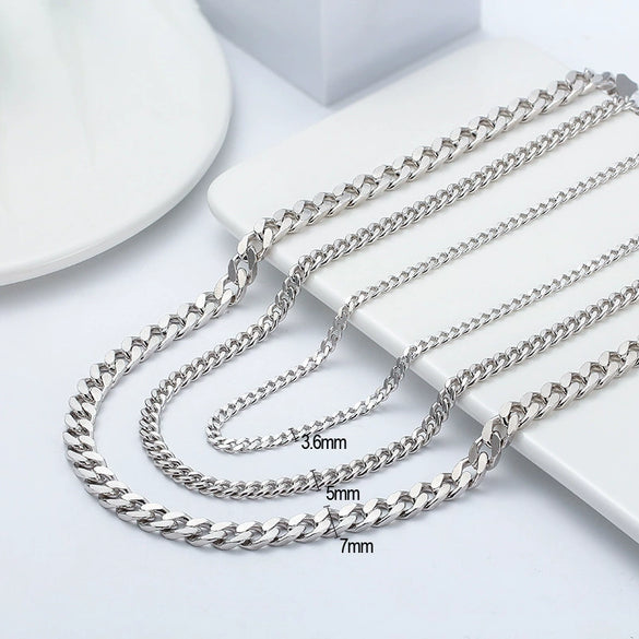 Wholesale Jewelry S925 Sterling Silver Hiphop Cuban Chain Geometric Electroplated Necklace For Men And Women