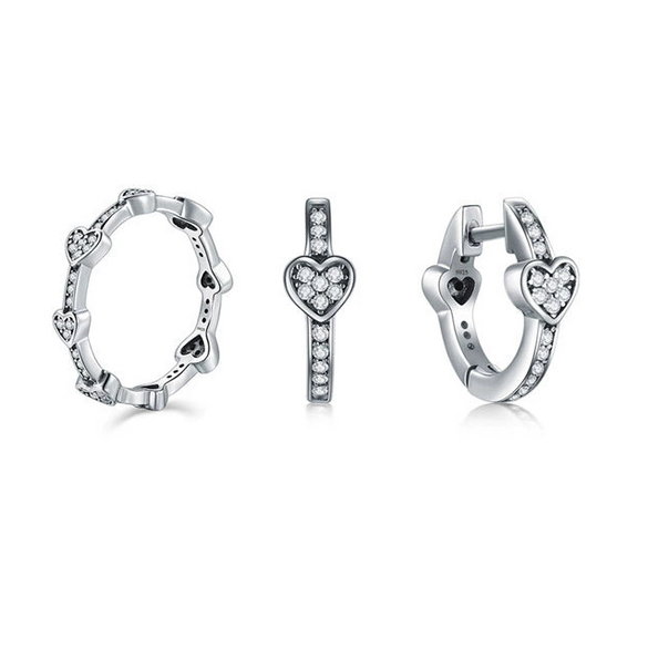 Wholesale Jewelry S925 Sterling Silver Love Water Drops Bell Microinlay Women's Earrings Ring Bracelet