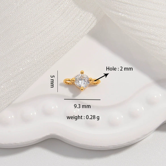Wholesale Jewelry S925 Sterling Silver Microinlaid Zircon Double Hanging Pendant Handmade Diy Connector For Bracelet Necklace Earrings Round Pattern Simple Geometric Style
