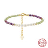 Wholesale Jewelry S925 Sterling Silver Natural Purple Mica Olivine Freshwater Pearl Electroplated Simple Bracelet