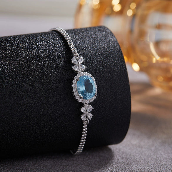 Wholesale Jewelry S925 Sterling Silver Natural Topaz Yellow Amethyst Color Leaf Pattern Set With Gems Bracelet