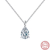 Wholesale Jewelry S925 Sterling Silver Necklace Light Luxury Geometric Zircon Electroplated Dropshaped Pendant Necklace For Women