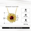 Wholesale Jewelry S925 Sterling Silver Necklace With Natural Garnet And Sunflower Geometric Style Electroplated
