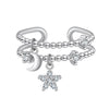 Wholesale Jewelry S925 Sterling Silver Opening Ring With Star Moon Charm Electroplated Cute Design
