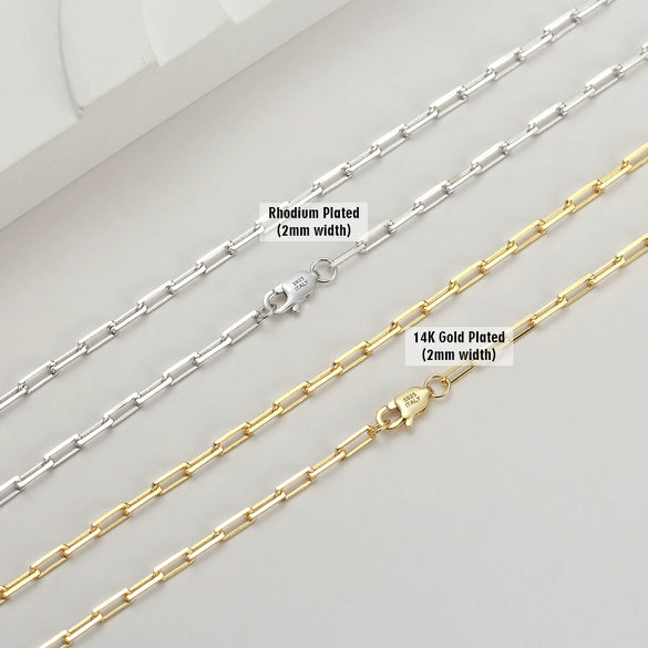 Wholesale Jewelry S925 Sterling Silver Paperclip Chain Geometric Electroplated Necklace