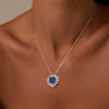 Wholesale Jewelry S925 Sterling Silver Retro Love Sapphire Necklace For Women With Geometric Design And Electroplating