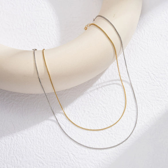 Wholesale Jewelry S925 Sterling Silver Simple Clavicle Chain Necklace With Electroplating