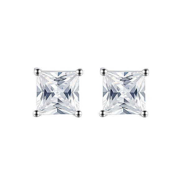 Wholesale Jewelry S925 Sterling Silver Square Zircon Electroplated Geometric Earrings