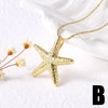 Wholesale Jewelry Sea Wind Pearl Conch Sea Star Copper 18K Gold Plated Necklace For Women