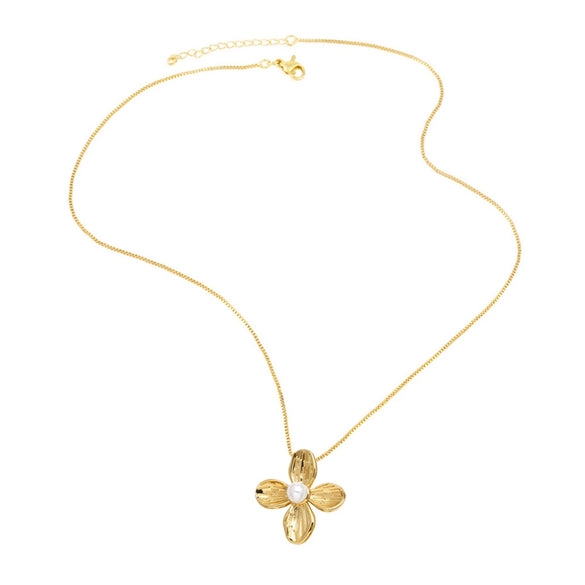 Wholesale Jewelry Sea Wind Pearl Conch Sea Star Copper 18K Gold Plated Necklace For Women