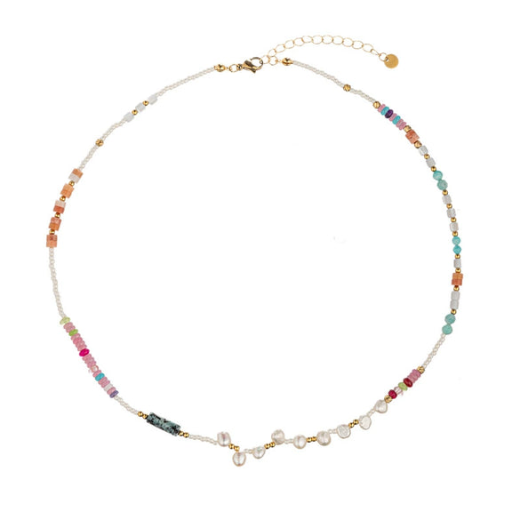 Wholesale Jewelry Seiko Geometric Titanium Steel Beaded Necklace For Women