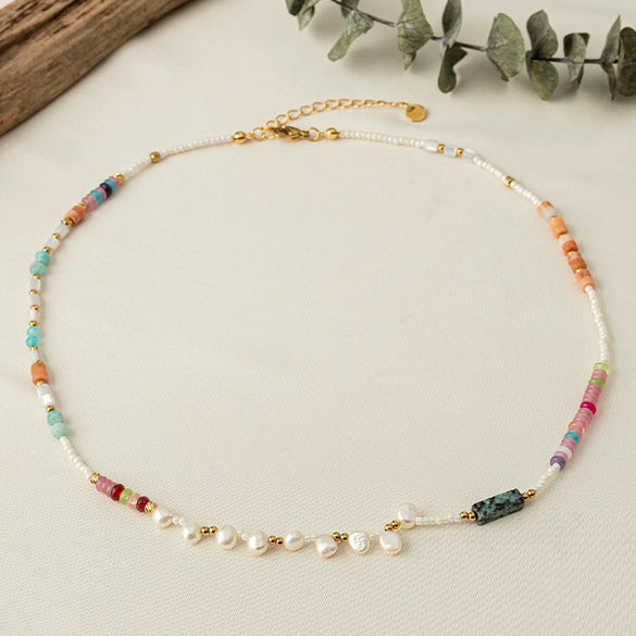 Wholesale Jewelry Seiko Geometric Titanium Steel Beaded Necklace For Women