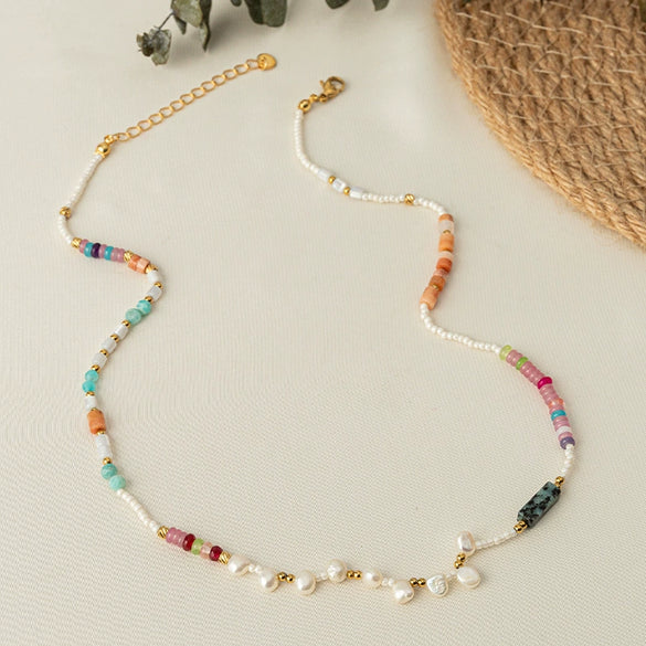 Wholesale Jewelry Seiko Geometric Titanium Steel Beaded Necklace For Women