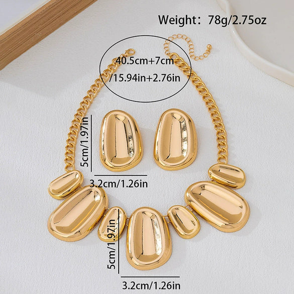 Wholesale Jewelry Set Exaggerated Water Drop Pendant Necklace Electroplated Alloy Geometric Pattern For Women