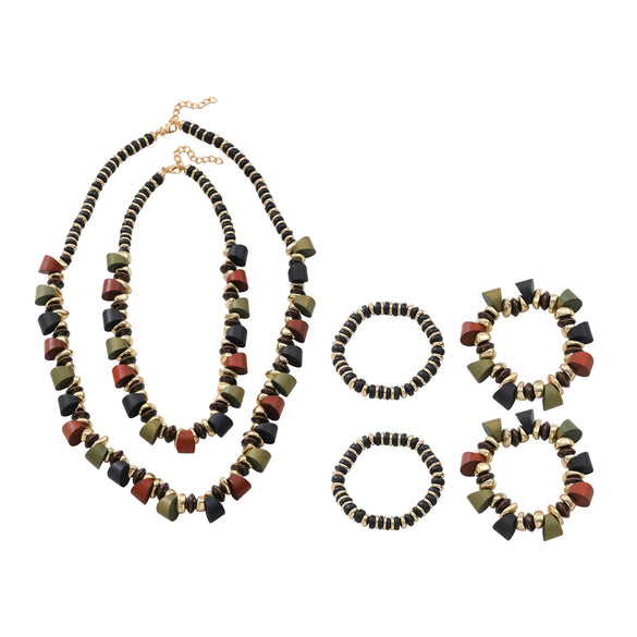 Wholesale Jewelry Set Frosted Resin Mixed Gemstone Setting Heart Water Drop Bell Shaped Electroplated Handwoven