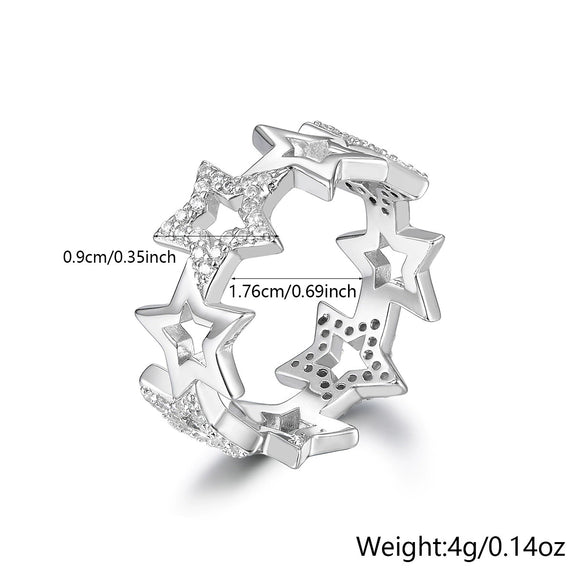 Wholesale Jewelry Set 925 Silver Light Luxury Style With Star Pattern And Zircon Inlay For Women