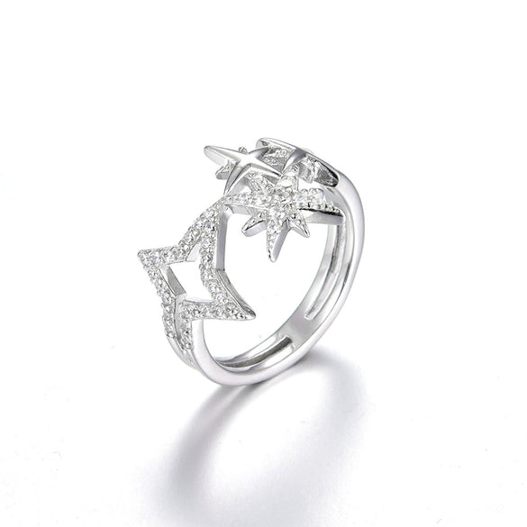 Wholesale Jewelry Set 925 Silver Light Luxury Style With Star Pattern And Zircon Inlay For Women
