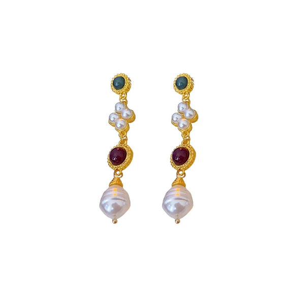 Wholesale Jewelry Set Silver Needle Geometric Imitation Pearl Heart Water Drop Bell Tassel Earrings Necklace Alloy Pendant Electroplated Highend Women's