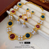 Wholesale Jewelry Set Silver Needle Geometric Imitation Pearl Heart Water Drop Bell Tassel Earrings Necklace Alloy Pendant Electroplated Highend Women's