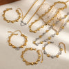 Wholesale Jewelry Set Stainless Steel Geometric Multi Ring Pig Nose Buckle Chain Necklace Bracelet For Women With Pvd Furnace Vacuum Real Gold Plating
