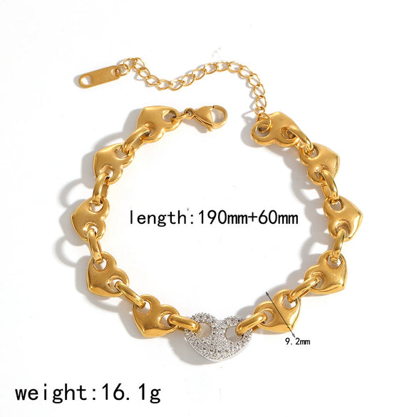 Wholesale Jewelry Set Stainless Steel Geometric Multi Ring Pig Nose Buckle Chain Necklace Bracelet For Women With Pvd Furnace Vacuum Real Gold Plating