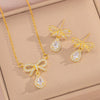 Wholesale Jewelry Set Titanium Steel Love Bow Design With Diamonds For Women