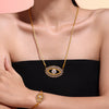 Wholesale Jewelry Set With Devil's Eye Microinlaid Zircon In Titanium Steel Electroplated Creative Design For Women