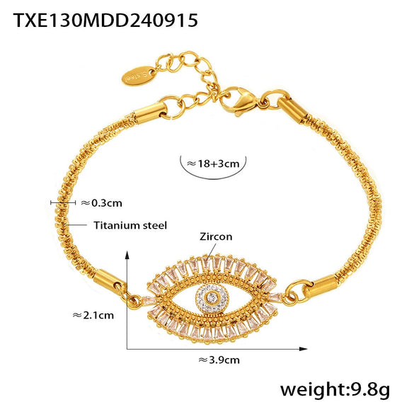 Wholesale Jewelry Set With Devil's Eye Microinlaid Zircon In Titanium Steel Electroplated Creative Design For Women