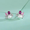 Wholesale Jewelry Set With Freshwater Pearls S925 Sterling Silver Pink Pendant Earrings Round Shape Casual Fashion For Women