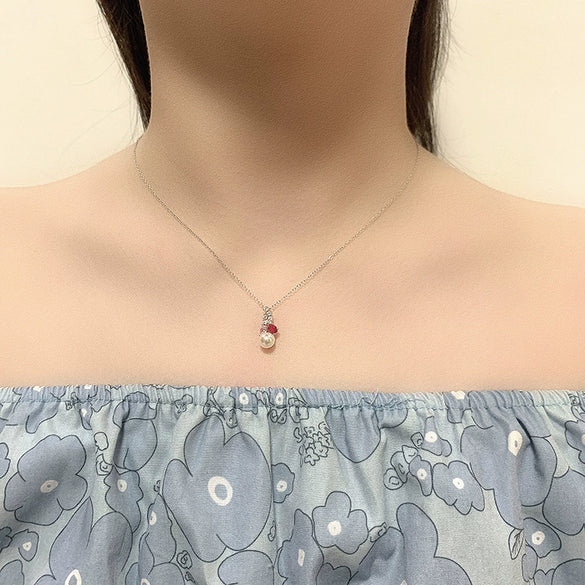 Wholesale Jewelry Set With Freshwater Pearls S925 Sterling Silver Pink Pendant Earrings Round Shape Casual Fashion For Women