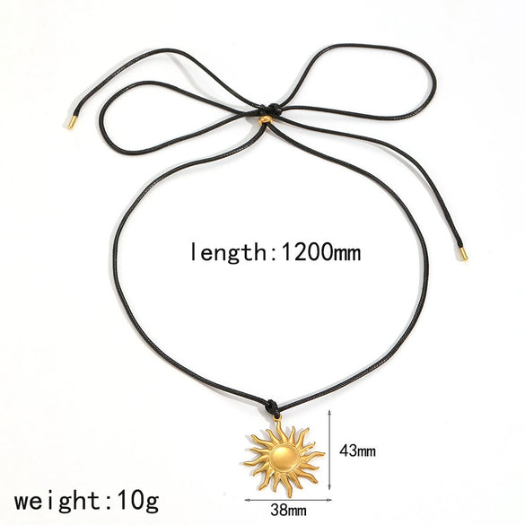 Wholesale Jewelry Set Women Ins Style Minimalist Stainless Steel Titanium Steel Wax Rope Chain Electroplated Stars Sun And Moon Clouds Universe Pendant Necklace Earrings