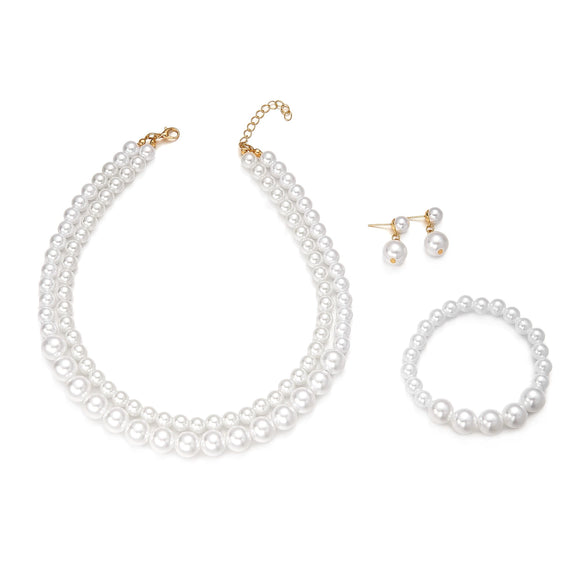 Wholesale Jewelry Set Women's Casual Geometric Fake Pearl Handmade Necklace And Bracelet