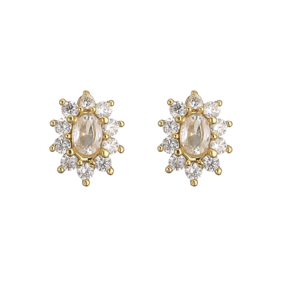 Wholesale Jewelry Set Zircon Copper Microinlaid Plant Flowershaped Electroplated For Women