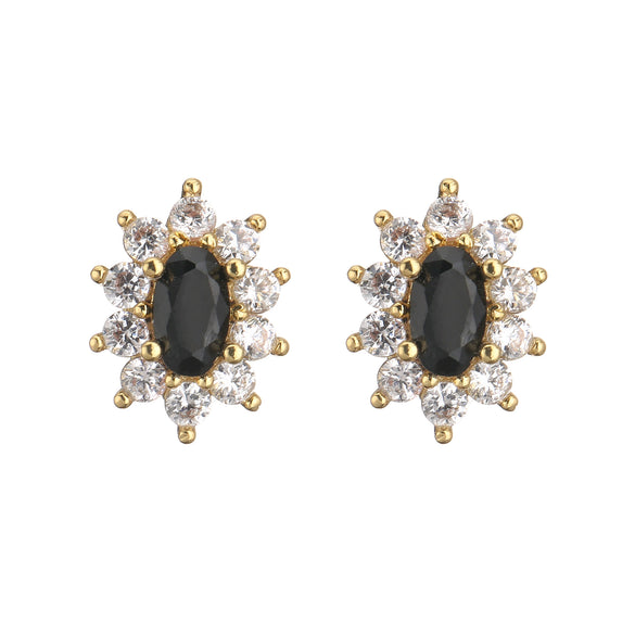 Wholesale Jewelry Set Zircon Copper Microinlaid Plant Flowershaped Electroplated For Women