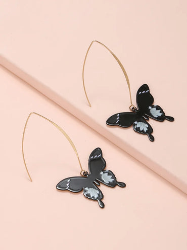 1 Pair Sexy Butterfly Printing Plating Iron Gold Plated Ear Hook