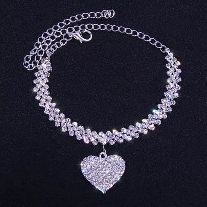 Wholesale Jewelry Sexy Heart Shape Alloy Rhinestones Anklet