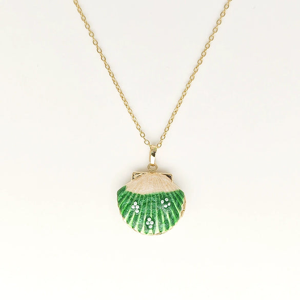 Wholesale Jewelry Shell Enamel Oil Drop Geometric Brass Handmade Pendant Necklace For Women
