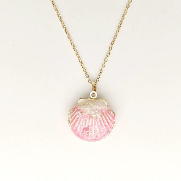 Wholesale Jewelry Shell Enamel Oil Drop Geometric Brass Handmade Pendant Necklace For Women