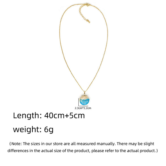 Wholesale Jewelry Shell Enamel Oil Drop Geometric Brass Handmade Pendant Necklace For Women