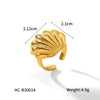 Wholesale Jewelry Shell Stainless Steel Goldplated Geometric Animal Zodiac Mermaid Oil Drop Open Ring