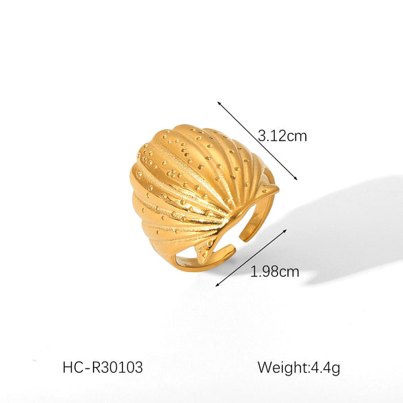 Wholesale Jewelry Shell Stainless Steel Goldplated Geometric Animal Zodiac Mermaid Oil Drop Open Ring