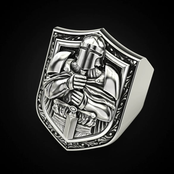 Wholesale Jewelry Shieldshaped Sword Knight Ring Alloy The Crown Geometric Style Unisex Retro