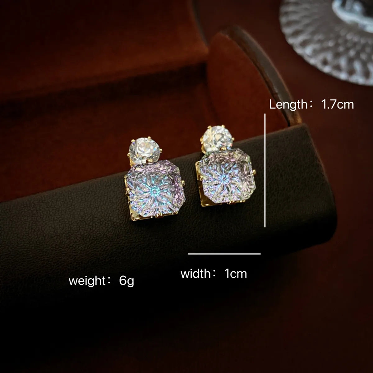 1 Pair Shiny Square Inlay Alloy Rhinestones Ear Studs