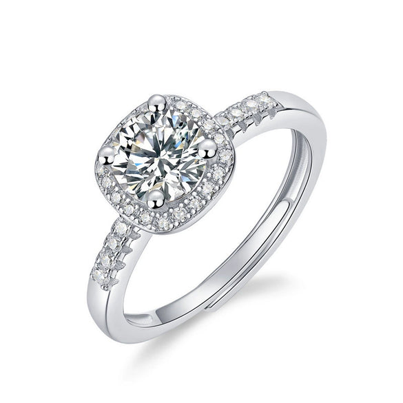 Wholesale Jewelry Silver Classic Square Moissanite Inlay Women's Wedding Ring