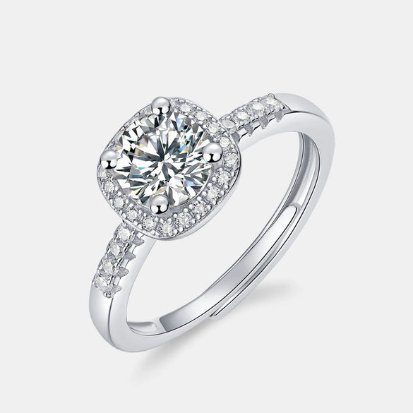Wholesale Jewelry Silver Classic Square Moissanite Inlay Women's Wedding Ring